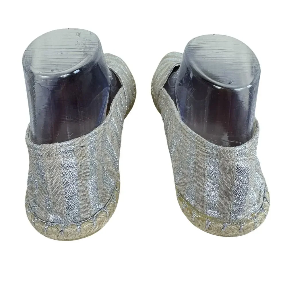 Alex + Alex Tan Silver Shimmer Slip On Espadrilles Loafers Flats Size 40 8.5
